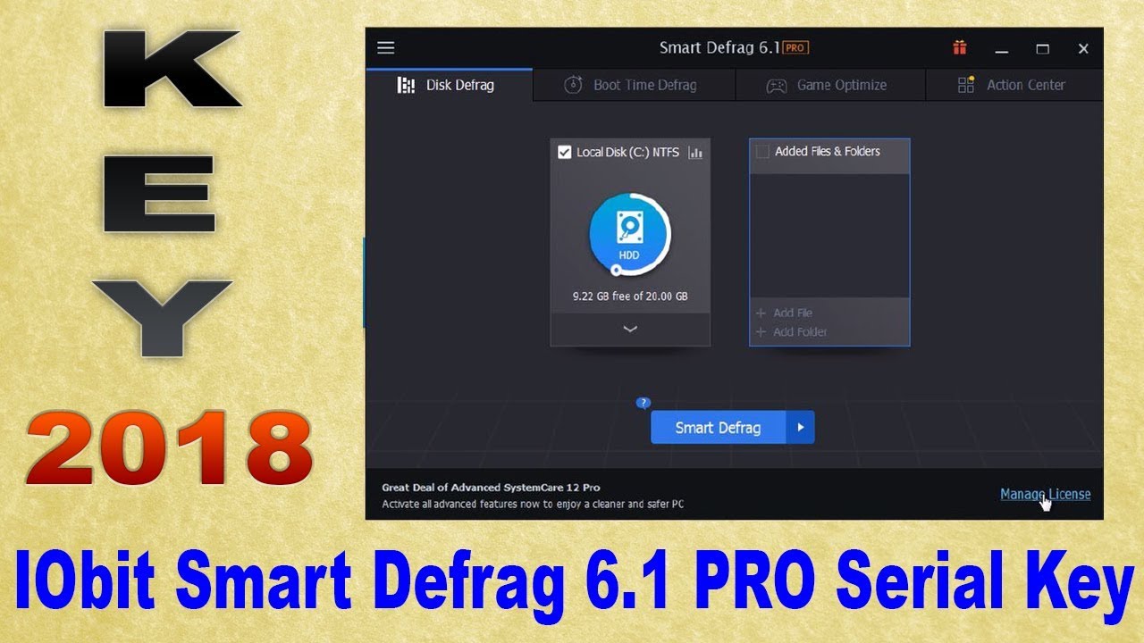 iobit smart defrag 6.2 pro serial key 2019